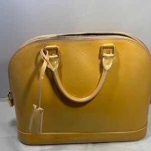 Louis Vuitton Mustard Yellow Satchel Alma PM , authentic